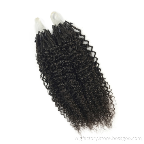 Kinky curly micro loop ring hair extensions human,remy human hair extension micro ring for black women raw indian hair